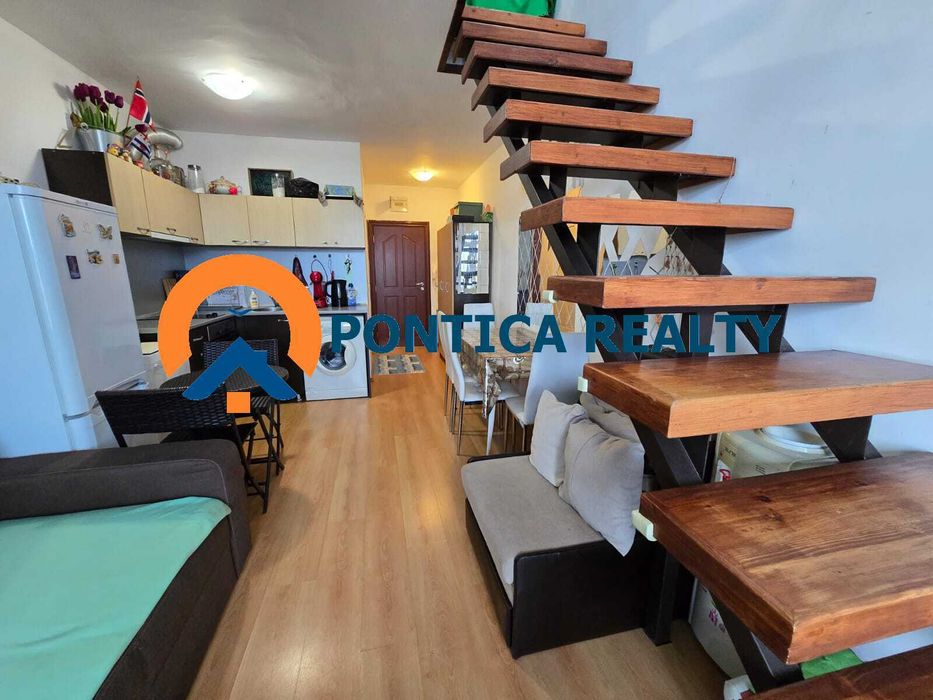 Мезонет с една спалня в комплекс с ниска такса в Слънчев Бряг