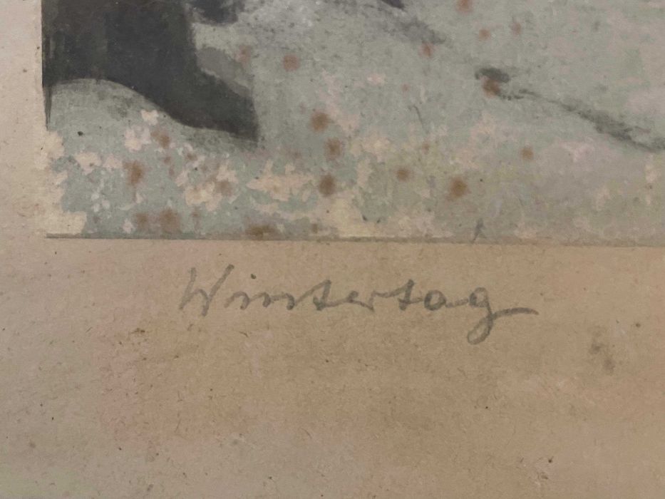 Tablou Bruno Bielefeldt, Scena urbana de iarna, tehnica mixta, semnat