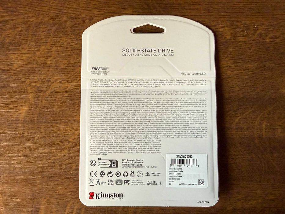 SSD Kingston SNV3S, 2TB, PCIe 4.0 4x4, M.2 2280, SNV3S/2000G
