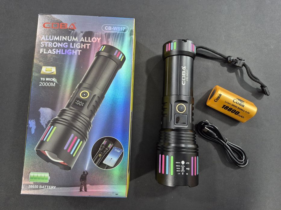 Супер силен LED фенер COBA CB-W517 ,2000м