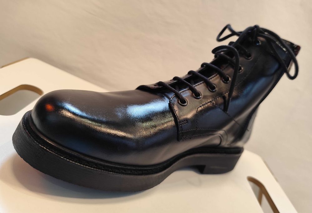 Ghete lace up 43 41 premium Massimo Dutti NOI piele naturala negru