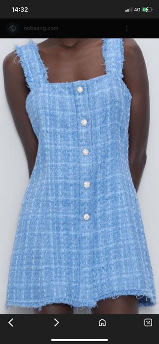 Рокля  сукман в небесносин цвят букле Zara, размер S/M