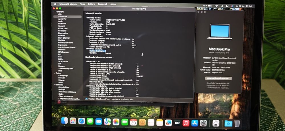 MacBook Pro Retina 13" Early 2015 | i5 | 8GB RAM | SSD 512GB | Baterie nouă |