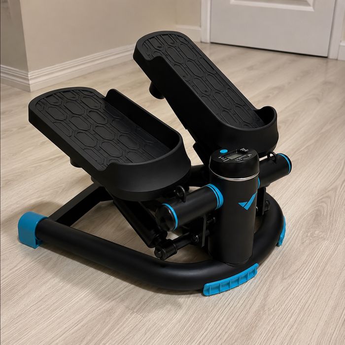 Merach Mini Stepper 2 în 1 cu LCD + Benzi Elastice, 150 kg, Twist Stepper, Negru