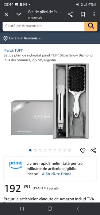 Set Placa de Par Profesionala- Tuft- Diamond Plus Styler- Silver Snow