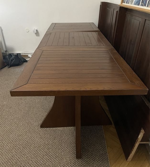 Mesa din lemn masiv stejar si scaune frasin