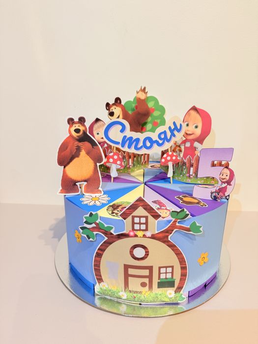 Маша и мечока хартиена торта за рожден ден и парти