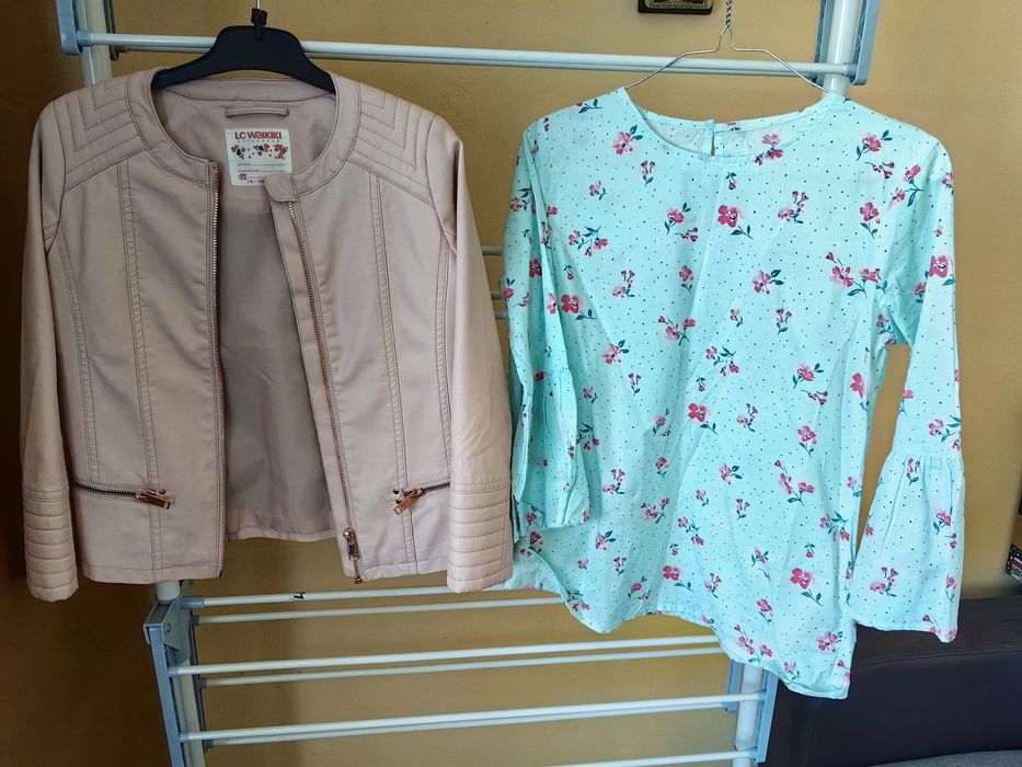 Set Geacă roz imitatie piele +cămașă 50 setul