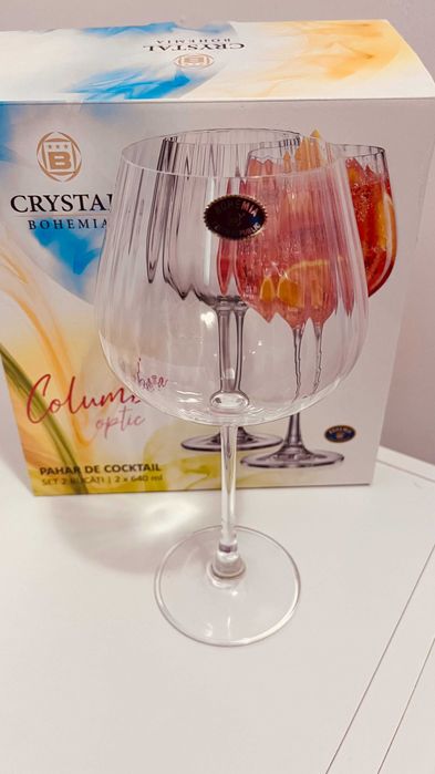 Set 2 pahare vin rosu Crystal Bohemia Columba 640 ml