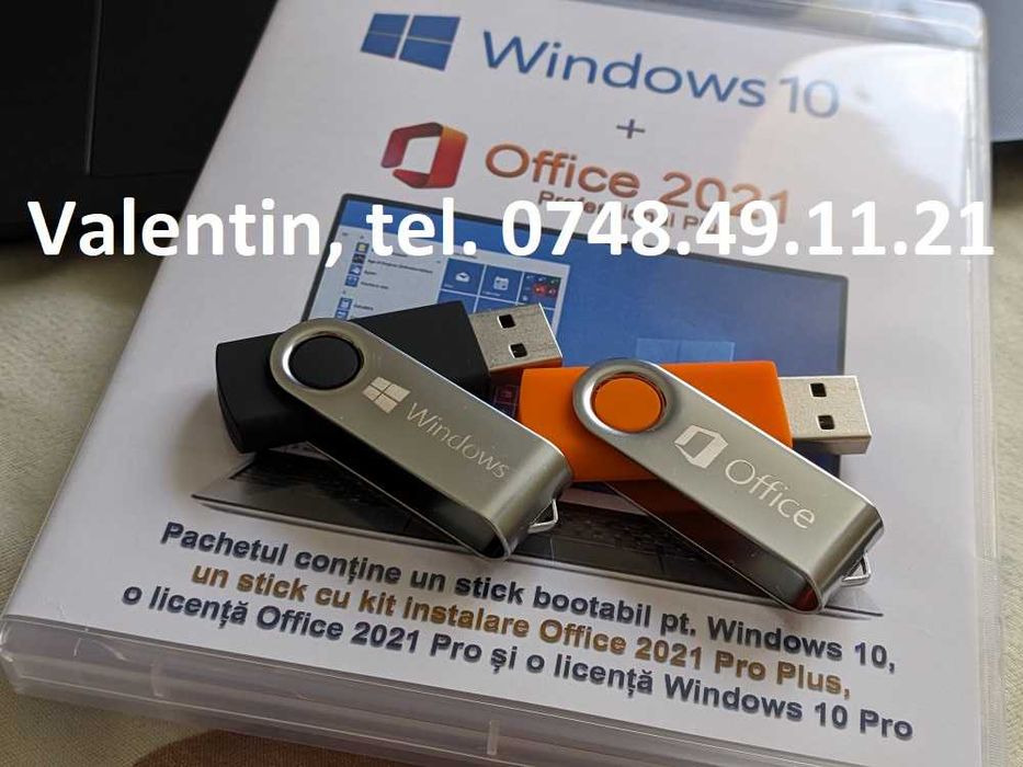 Stick bootabil Windows 7, 8.1, 10, 11 Home sau Pro cu licență digitală