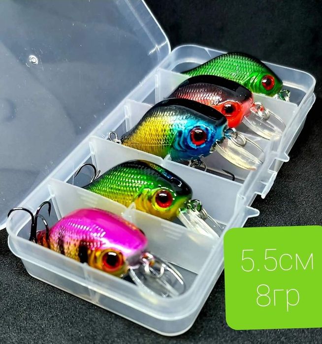 Ново!Спининг риболов, воблер, примамки,5бр воблери щука костур кефал