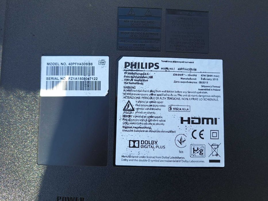 TV PHILIPS 40PFH4309/88 на части 715G6092-M01-000-004K