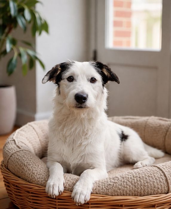 Метис Джек Рассела, воспитанная девочка