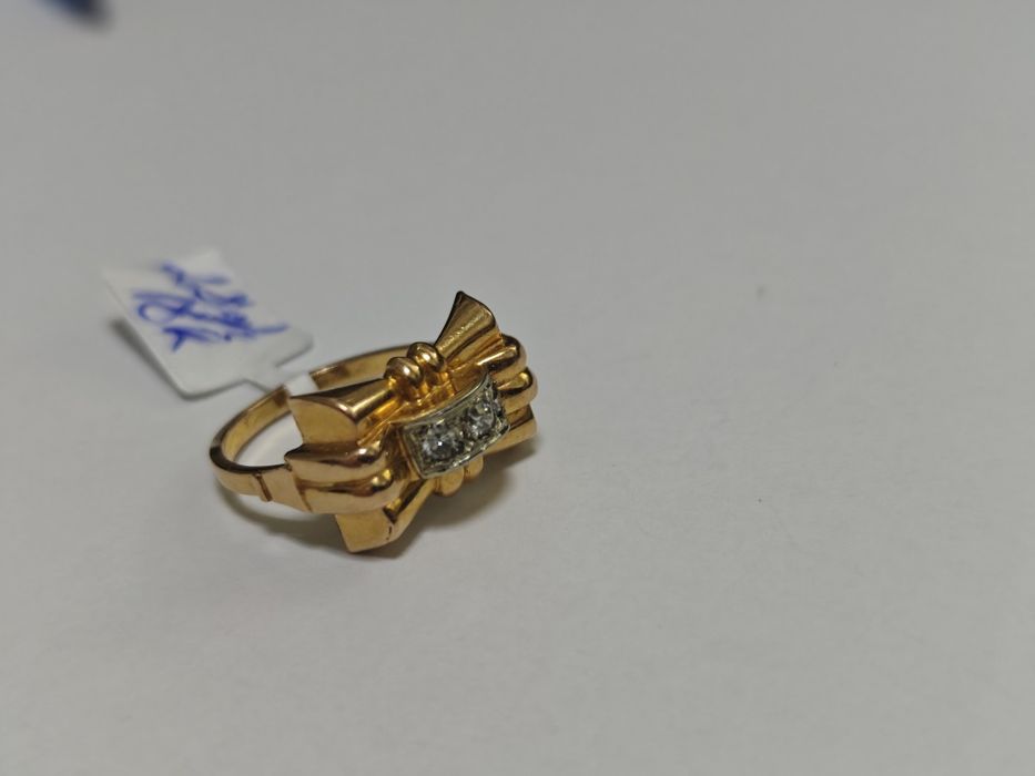 Inel vintage aur 18k 2.80gr cu 3diamante naturale (r)