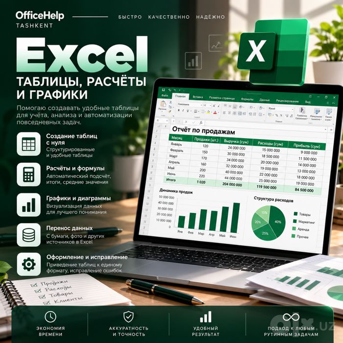 Услуги Excel — сметы, расчёты, учёт, таблицы и отчёты