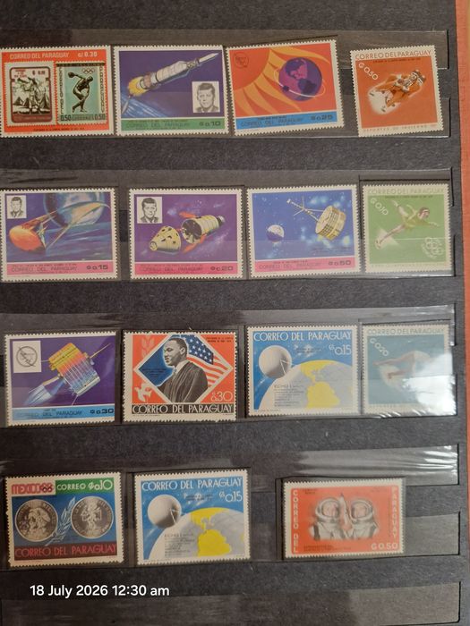 Album colectie timbre internationale MNH (nestampilate) – Paraguay, Apollo, Olimpiada, arta, sport PARTEA 3
