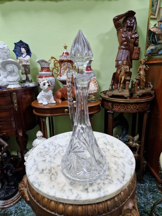 Уникална антикварна чешка кристална гарафа Бохемия Bochemia