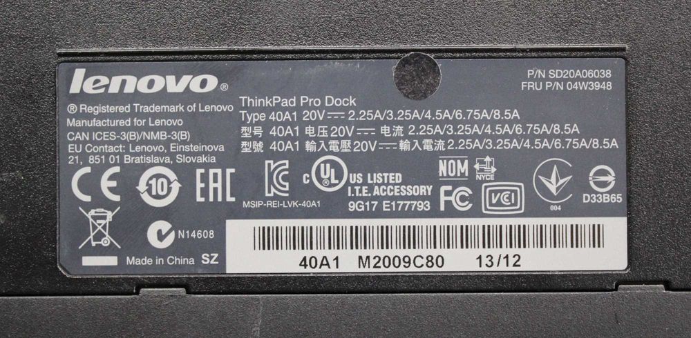 Docking station Lenovo ThinkPad Pro Dock 40A1