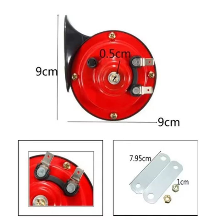 Set Claxon 2 Bucati Auto Flexzon, cu Releu, 12V, 300db , Rosu