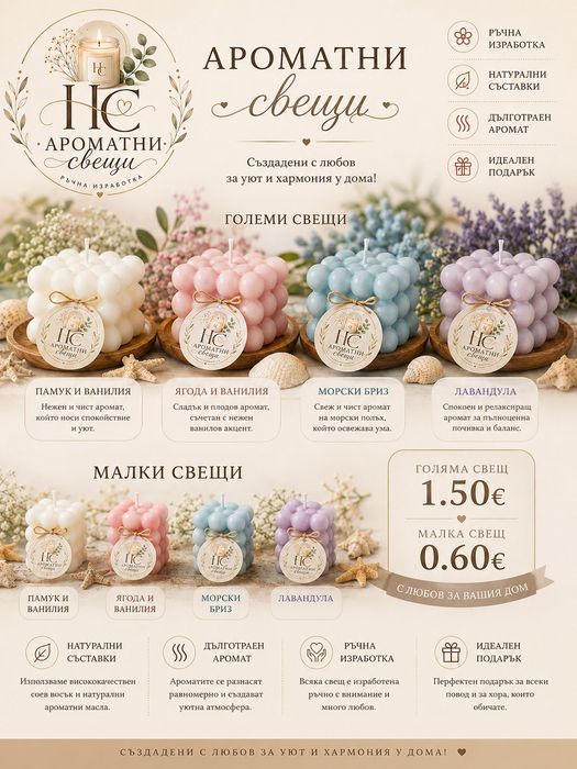 Свещи ръчно изработени