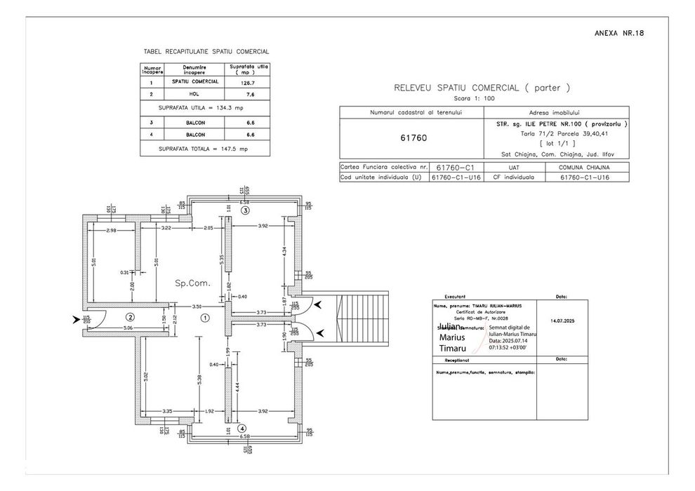Inchiriere spatiu comercial - suprafata utila 147,5 mp