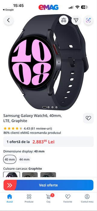 Samsung Galaxy Watch6 40mm LTE Graphite smartwatch original