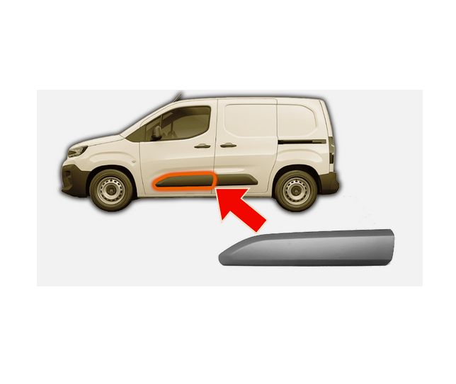 Bandou usa fata Citroen Berlingo, 06.2018-12.2023; Fiat Doblo (263), 2022-; Opel Combo/Life, 09.2018-; Peugeot Partner/Rifter, 06.2018-12.2023; Toyota Proace City, 10.2019-, partea stanga/dreapta, grunduit; usa fata; lungime 880 mm