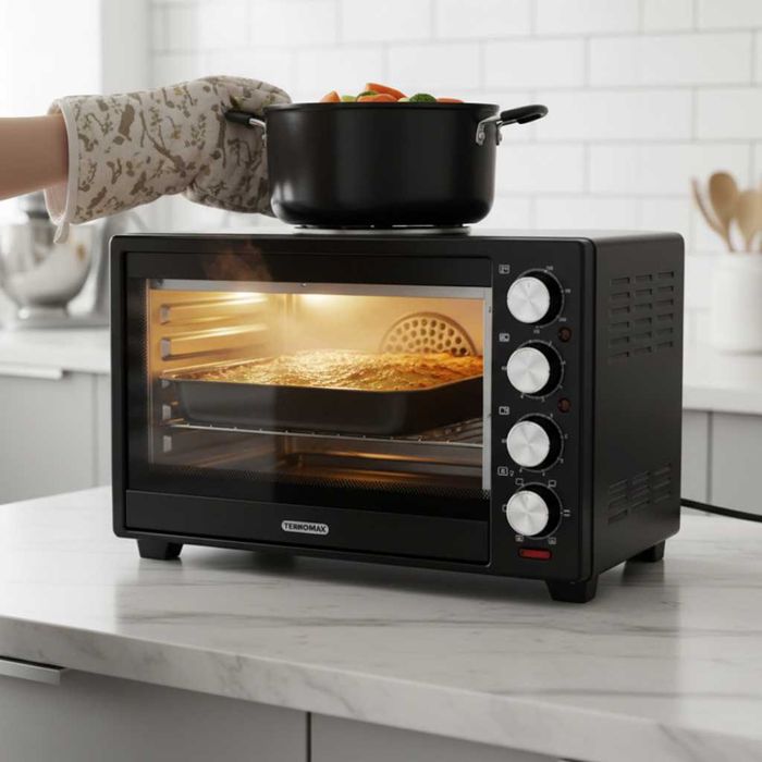 Компактна печка Termomax – фурна + два керамични котлона в едно