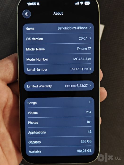 Iphone 17 256 GB 26 sikl