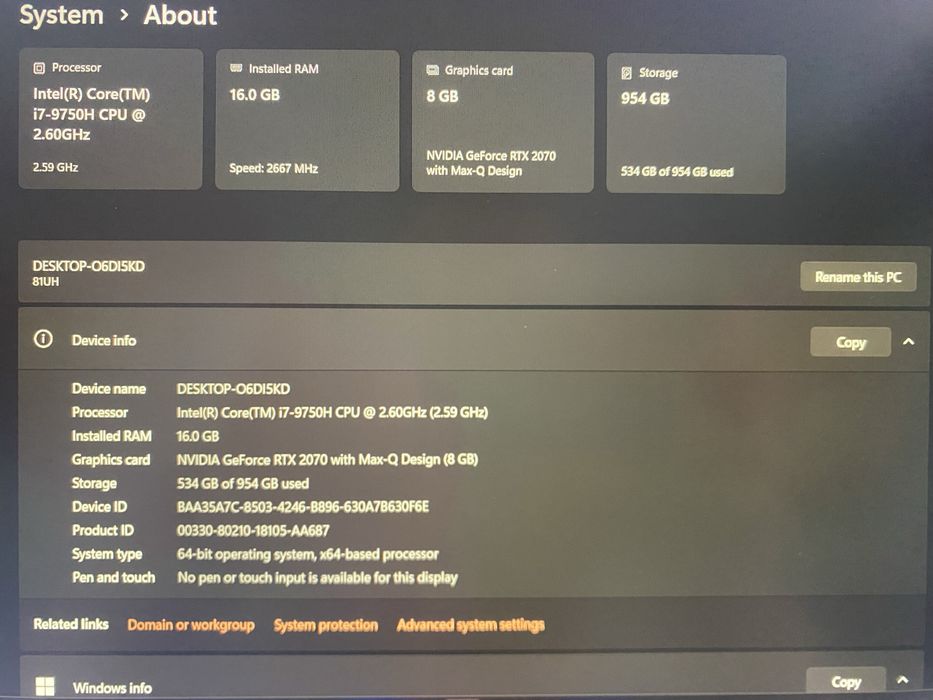 Lenovo Legion Y740 – i7 / RTX 2070 Max-Q 8G / 16GB RAM / 1TB SSD M.2