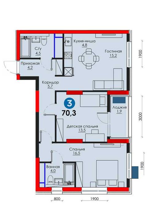 Евро-трешка- 70 м² у метро: Город в Городе, ОЗЕРО, ипотека 15% (XS)
