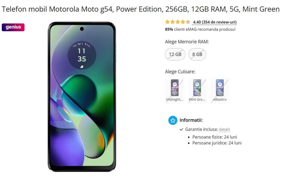 Telefon mobil Motorola Moto g54, Power Edition