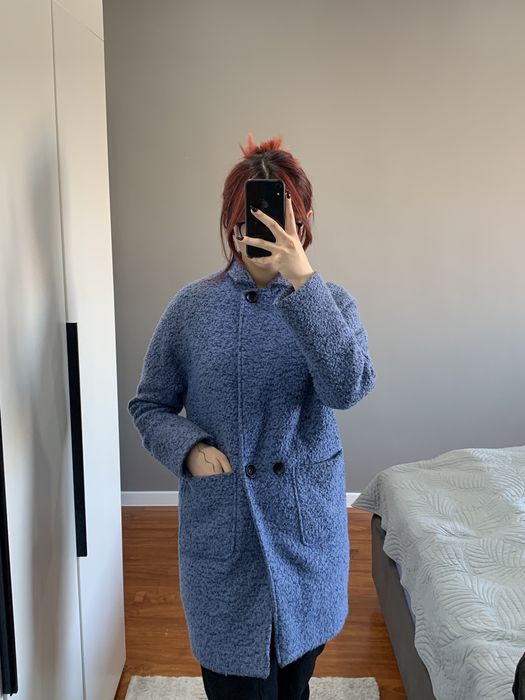 Пальто синее б/у