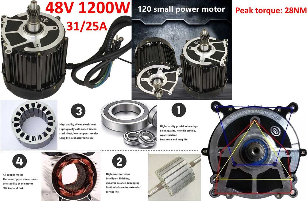 Motor bicicleta electrica DC 48V 1500W 1800W, 48V/60V 2000W. Nou!