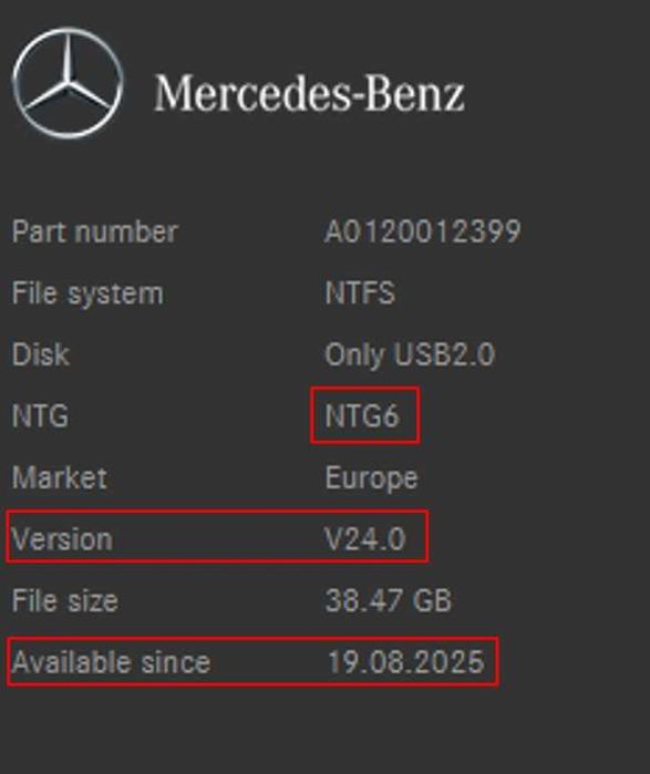 2026 карта MERCEDES ъпдейт навигация Мерцедес NTG6 NTG7 COMAND