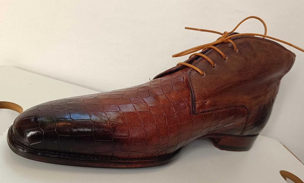 Ghete de lux 42.5 43 lucrate manual GREVE NOI piele naturala premium