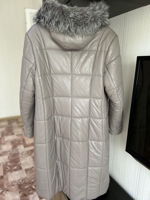 Пуховик кожанный