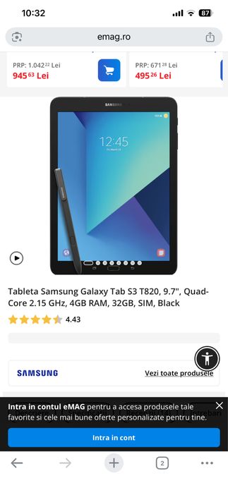 Samsung tab s3 t820