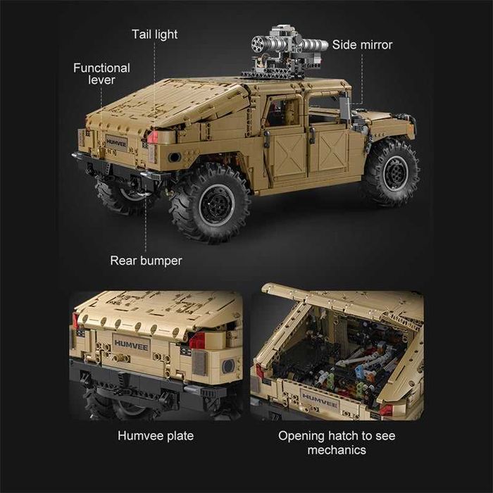 Конструктор Lego CADA Военен Джип Humvee 1:8 Моторизиран 3935ч. 53см.