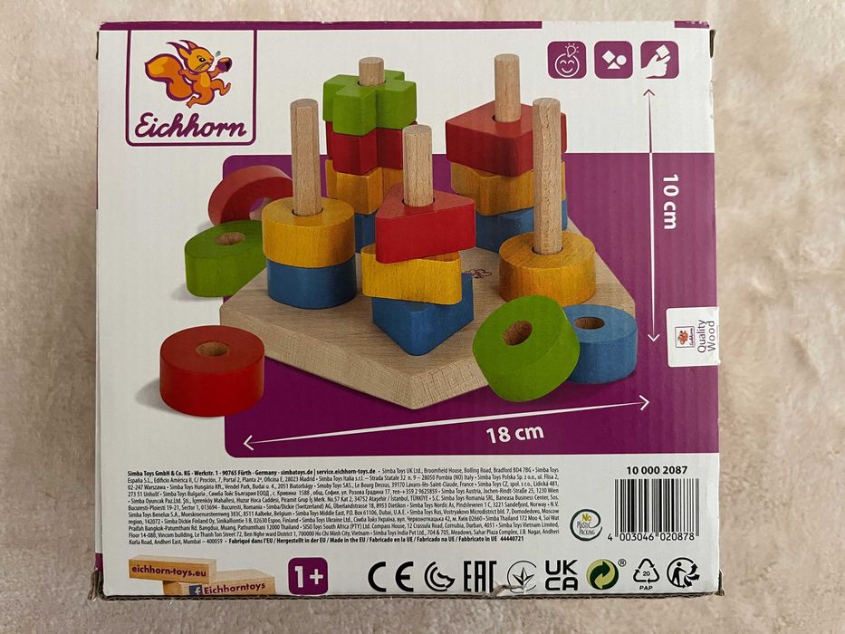 Дървена низанка сортер с формички Eichhorn 2087