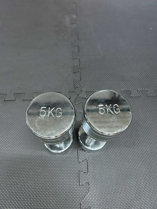 Set de 2 Gantere cromate cu greutate fixa 10 KG - 2 x 5 KG