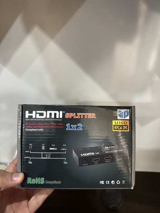 HDMI Splitter разветвитель сплиттер 1x2 UHD 4Kx2K