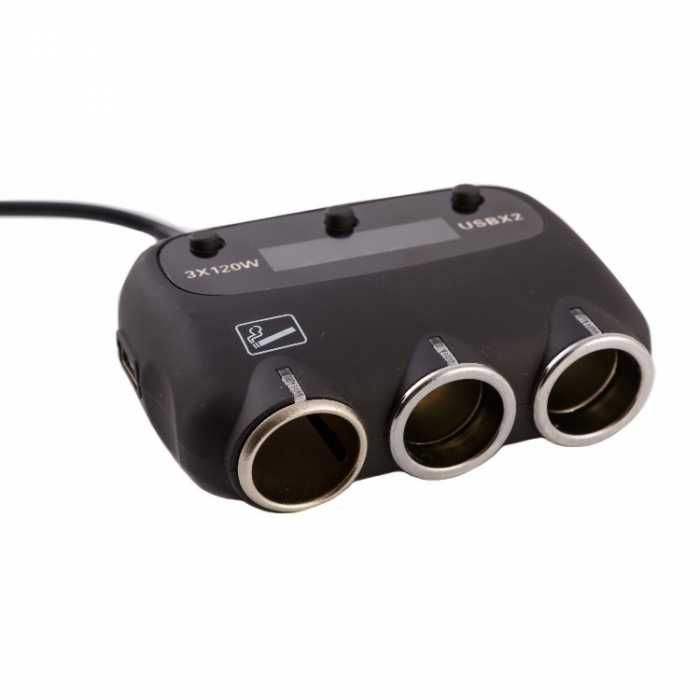 Разклонител с 3 гнезда за запалка и 2 USB порта - 1982