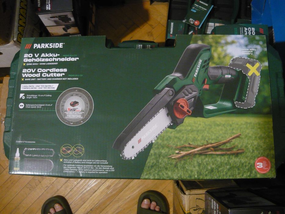 Drujbă cu lanț Parkside NOUĂ pe acumulator 20 V (neinclus), lanț rezervă, minidrujbă, garanție 3 ani