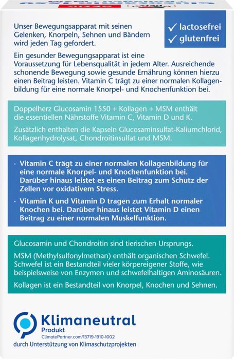 Doppelherz Глюкозамин 1550 + MSM + витамин С +D + K