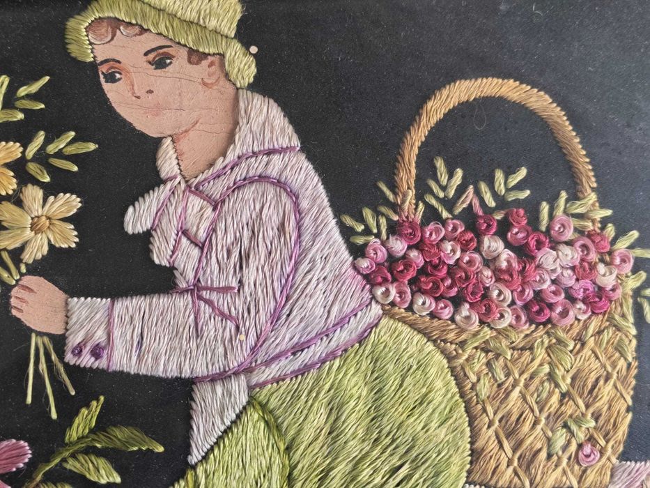 Pereche tablouri brodate vintage