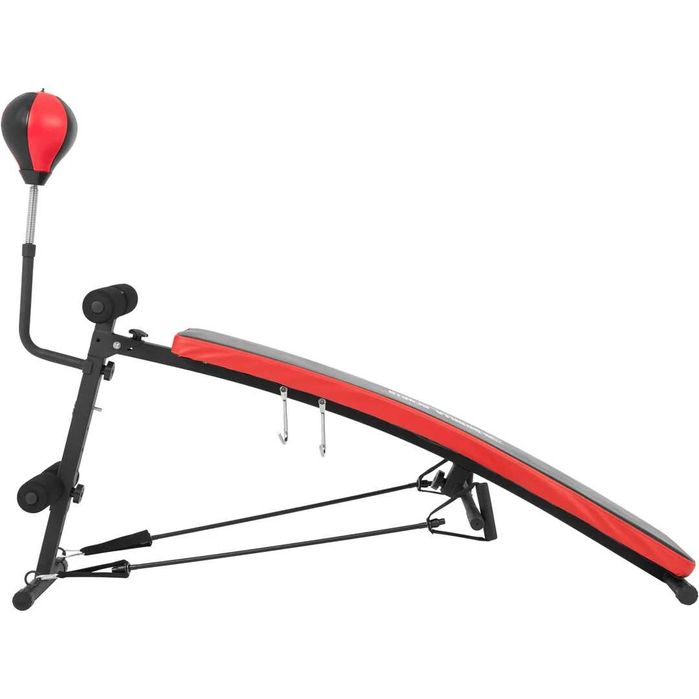 Bancă înclinată pentru abdomene, reglabilă cu sac de box integrat