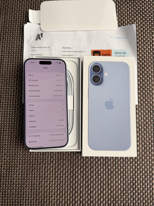 iPhone 17 256GB *КАТО НОВ*Mist Blue ГАРАНЦИЯ•ЛИЗИНГ TBI 27€/м