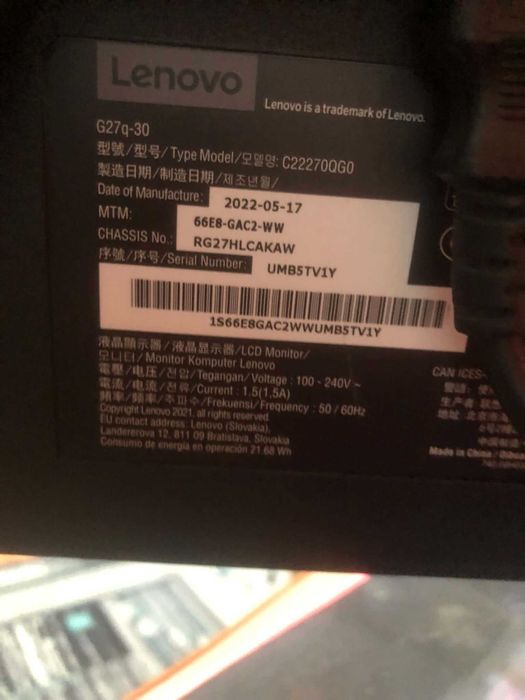 Monitor Lenovo G27q 30 27 inch 2K QHD 165Hz FreeSync Premium