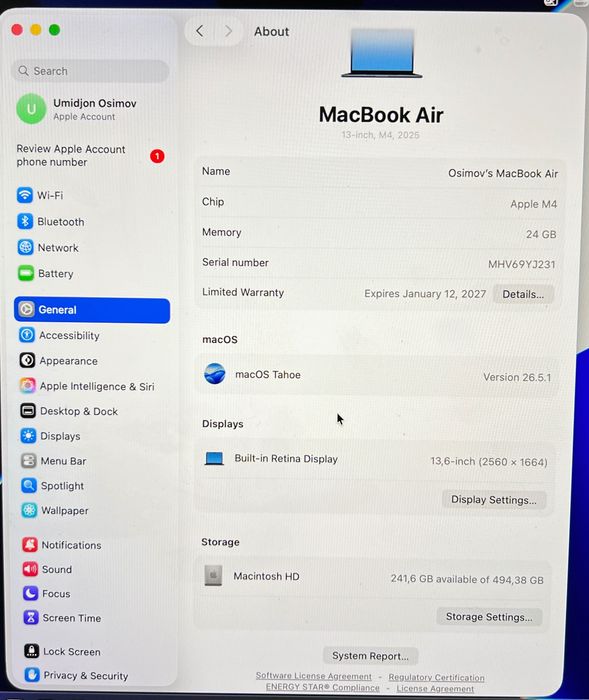 MacBook Air M4 2025. Цвет Midnight. + отдаю бесплатно MagicMouse